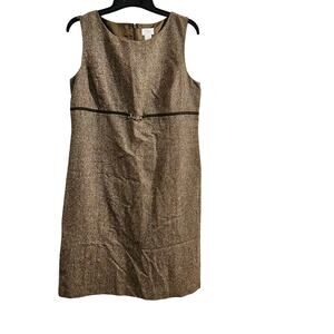 Ann Taylor Loft Sleeveless Brown Dress Wool Blend Casual Career Size 14